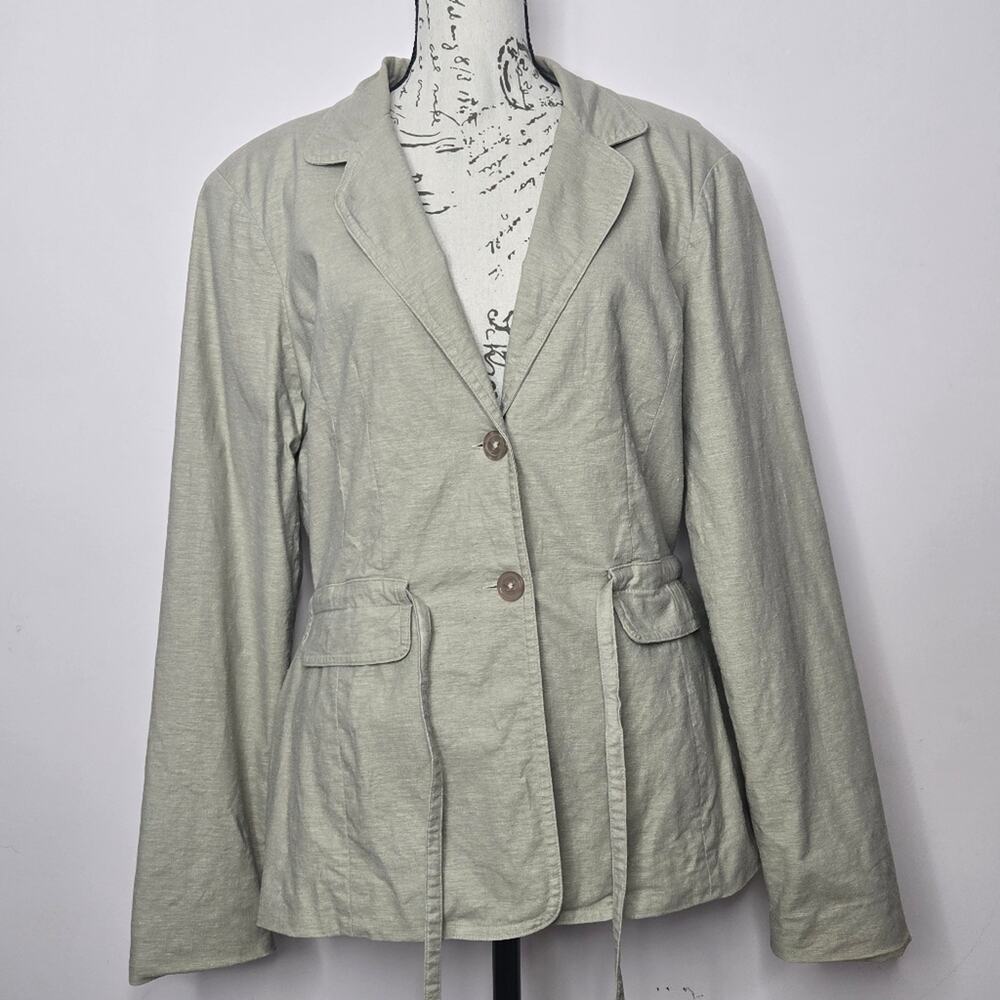 George Stretch Women's Khaki 2-Button Blazer With Tie at Waist Size 12 - Picture 9 of 14
